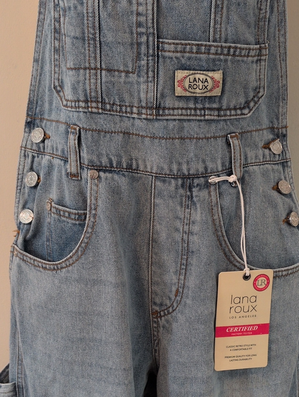 Lana Roux 90s Retro Dungaree Utility Cargo Denim Overalls XS - Picture 9 of 16